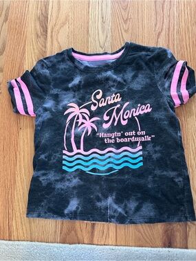Santa Monica Tie-Dye Graphic Kids Tee - Pink & Teal
